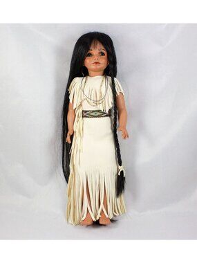 Native American-Style All Porcelain Doll Dori by RuBert 1995 Suede Outfit 15"